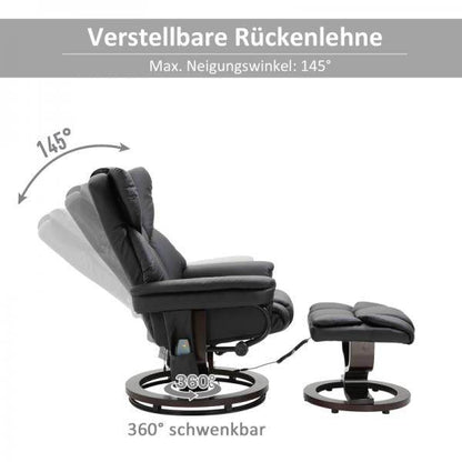 Relaxsessel mit Massagefunktion Fußhocker Massagesessel Liegefunktion Schwarz - Palo24