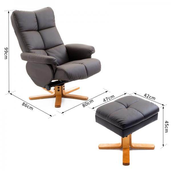 Relaxsessel mit Hocker und Stauraum Fernsehsessel mit Liegefunktion 360° drehbarer Braun - Palo24