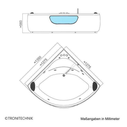 Eckwhirlpool Badewanne PAROS 135x135 - Palo24