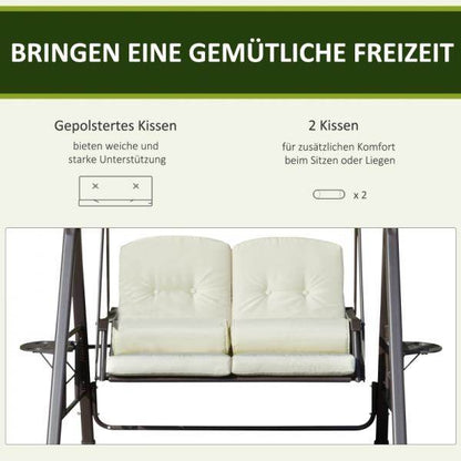 2-Sitzer Hollywoodschaukel Gartenschaukel mit Sonnendach Kissen Metall Polyester Beige - Palo24