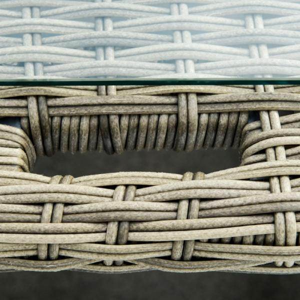 3-tlg. Polyrattan Set Gartengarnitur Sitzgruppe Loungemöbel mit Beistelltisch Kissen Hellgrau+Beige - Palo24
