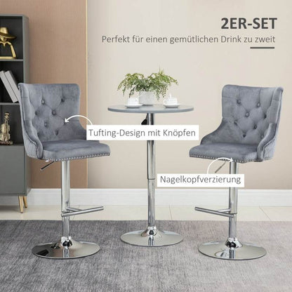 2er Set Barhocker höhenverstellbar Grau - Palo24