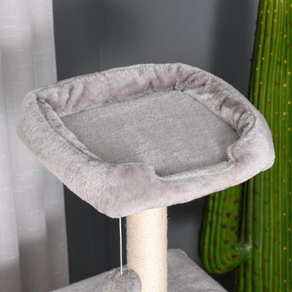 Kratzbaum mit Höhle Leiter Katzenbaum Kletterbaum E1 MDF Sisal Hellgrau - Palo24