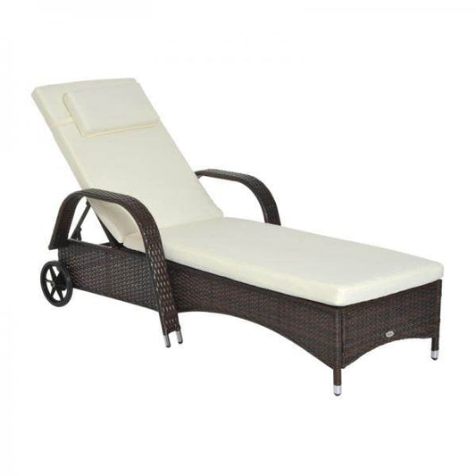 Mobile Gartenliege Kaffeebraun Rattanliege Polyrattan - Palo24