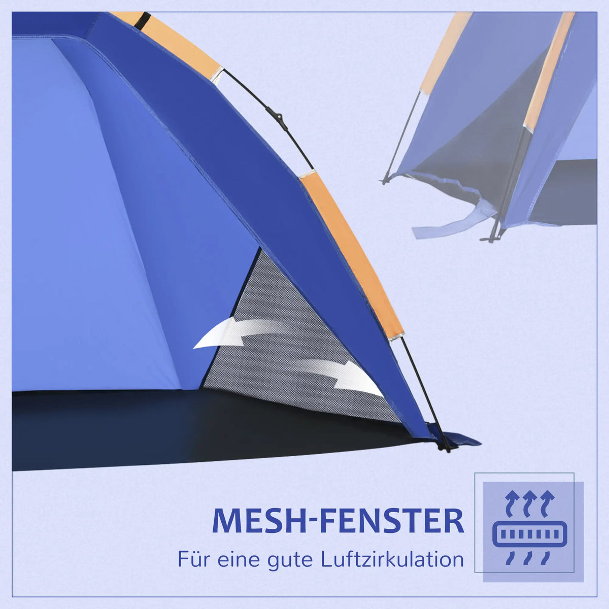 Abri de plage, tente de plage, tente de camping pop-up, fenêtre grillagée, sac de transport, 2-3 personnes