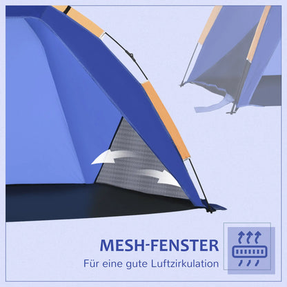 Abri de plage, tente de plage, tente de camping pop-up, fenêtre grillagée, sac de transport, 2-3 personnes