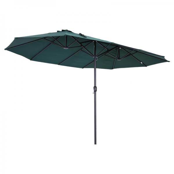 Sonnenschirm mit Handkurbel Gartenschirm Marktschirm Doppel 460x270cm Dunkelgrün - Palo24