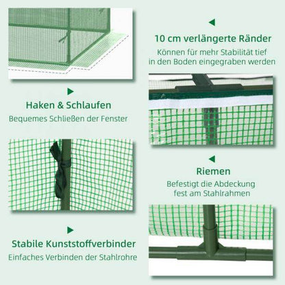 Foliegewächshaus mit Fenster Treibhaus Tomatenhaus Frühbeet 180 x 90 x 70 cm Grün - Palo24