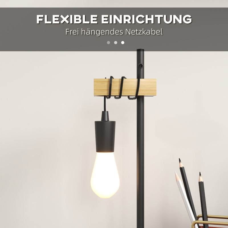 Tischlampe inkl. LED höhenverstellbar, schwarz+Holz - Palo24