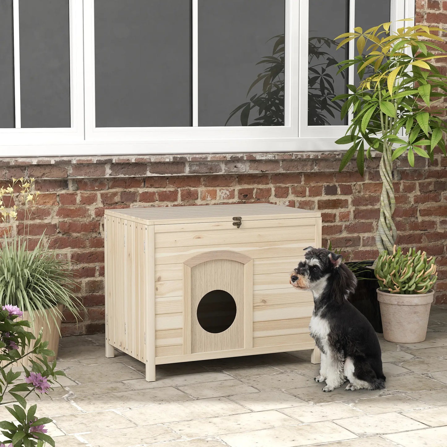 Maison pliable pour animaux de compagnie, bac à litière pour chat en bois massif