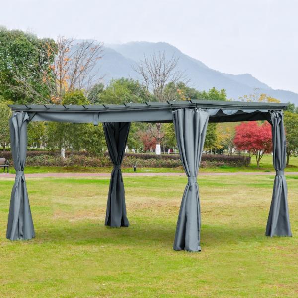 3,6 x 3 m Pergola-Pavillion Abnehmbare Dach Sonnenschutz Grau - Palo24