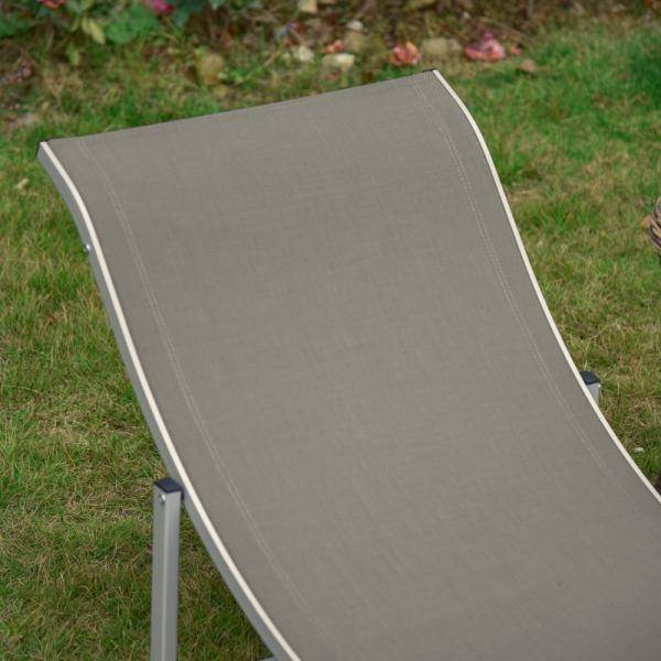 2er Set Gartenliege Sonnenliege Stoffliege Relaxliege ergonomisch Alu Texteline Hellgrau - Palo24