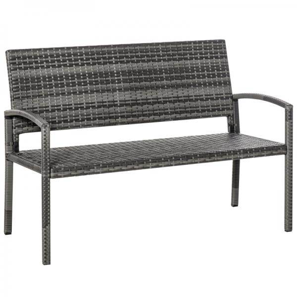 Gartenbank 2-Sitzer Rattanoptik mit Stahlrahmen grau - Palo24