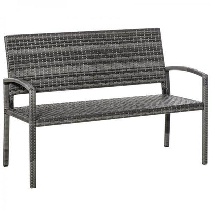 Gartenbank 2-Sitzer Rattanoptik mit Stahlrahmen grau - Palo24