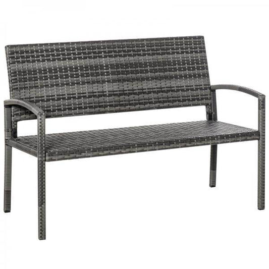 Gartenbank 2-Sitzer Rattanoptik mit Stahlrahmen grau - Palo24