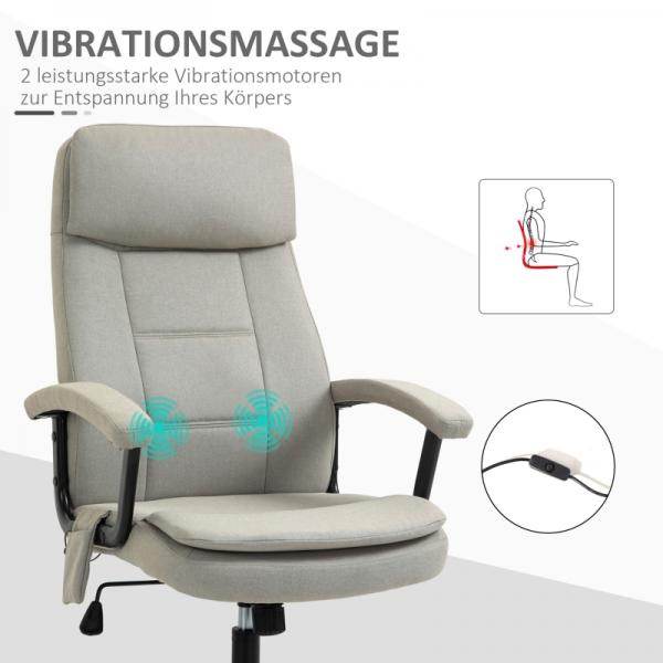 Bürostuhl höhenverstellbarer mit Massagefunktion, ergonomischer Drehstuhl Leinen-Gefühl Beige - Palo24