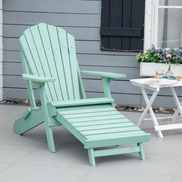 Adirondack-Gartenstuhl mit Fußstütze klappbar Gartenliege Outdoor Gartenmöbel Kiefernholz Grün - Palo24