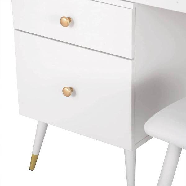 Schminktisch mit Hocker Spiegel 4 Schubladen weiss - Palo24