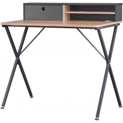 Schreibtisch mit Ablage 90x50x88,5 cm, hell eiche-grau - Palo24
