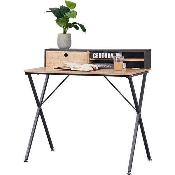 Schreibtisch mit Ablage 90x50x88,5 cm, hell eiche-grau - Palo24