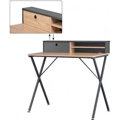 Schreibtisch mit Ablage 90x50x88,5 cm, hell eiche-grau - Palo24
