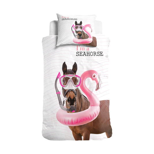 Bettbezug I'm a Seahorse Weiss 140 x 220 cm - Palo24