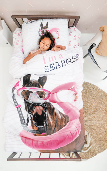 Bettbezug I'm a Seahorse Weiss 140 x 220 cm - Palo24