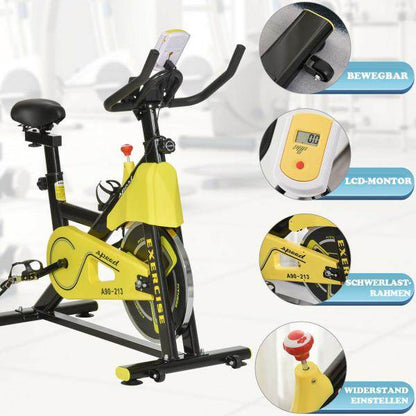 Heimtrainer Fahrrad Spinning Rad Hometrainer Fahrrad Ergometer Gelb - Palo24