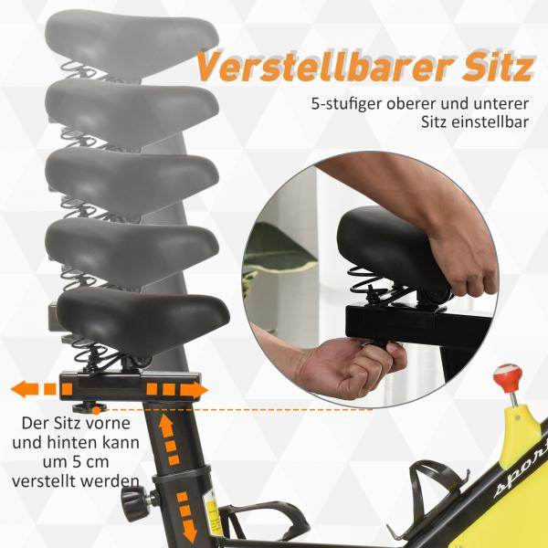 Heimtrainer Fahrrad Spinning Rad Hometrainer Fahrrad Ergometer Gelb - Palo24