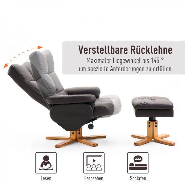 Relaxsessel mit Hocker und Stauraum Fernsehsessel mit Liegefunktion 360° drehbarer Braun - Palo24
