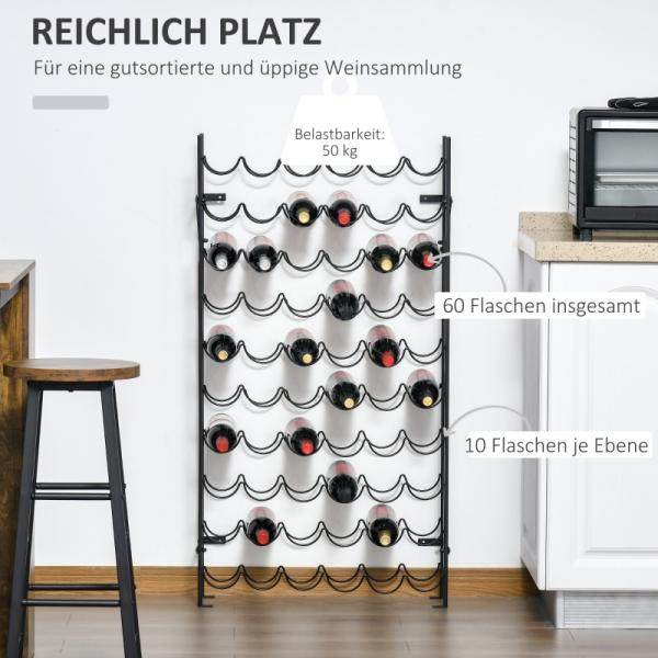 Weinregal Flaschenregal für 60 Flaschen Metall Schwarz - Palo24