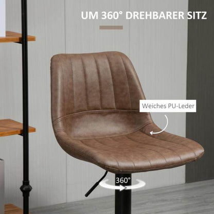 Barhocker 2er-Set im Retrodesign höhenverstellbar Braun - Palo24