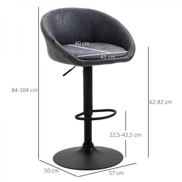 2er-Set Barhocker, höhenverstellbar, 360-Grad-Schwenk-Design, Grau - Palo24