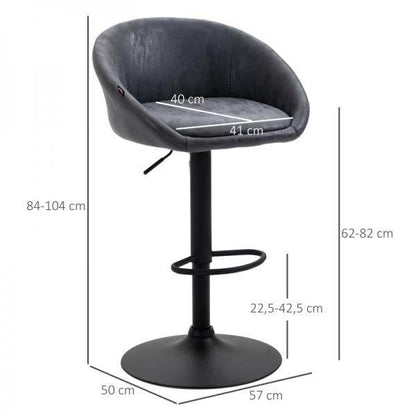 2er-Set Barhocker, höhenverstellbar, 360-Grad-Schwenk-Design, Grau - Palo24