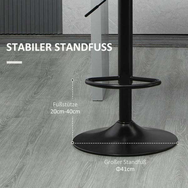 Barhocker 2er-Set Retro-Design höhenverstellbar Kunstleder Leinenoptik Grau + Schwarz - Palo24