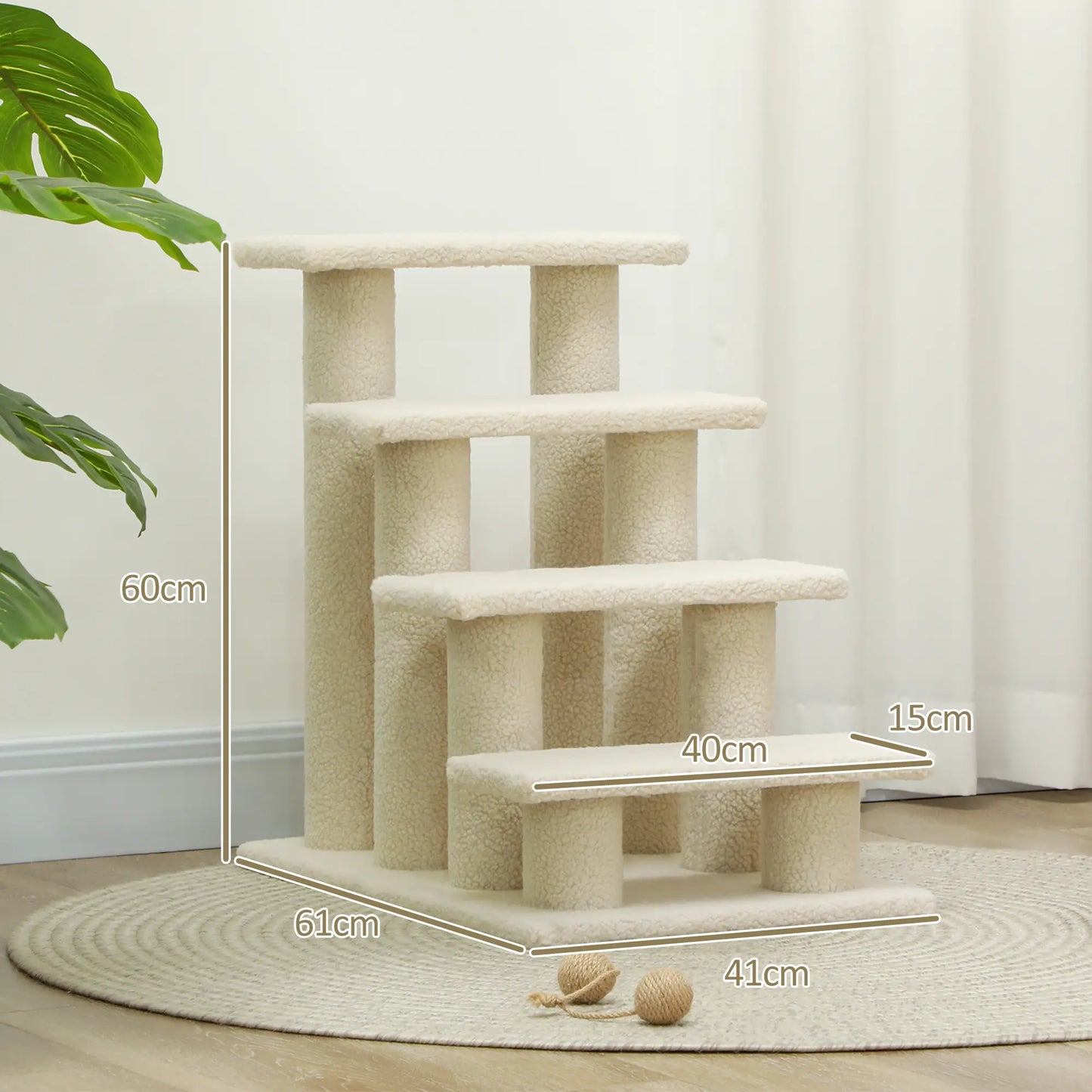 Tiertreppe Katzentreppe Hundetreppe 4 Stufen Beige
