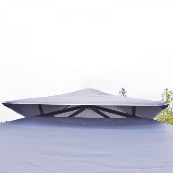 Pavillon Partyzelt mit Doppeldach 3,5x3,5x2,7m Gartenlaube Metall Polyester Grau - Palo24
