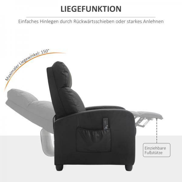 Massagesessel Massagefunktion Liegefunktion 2-Punkt-Massage Schwarz - Palo24