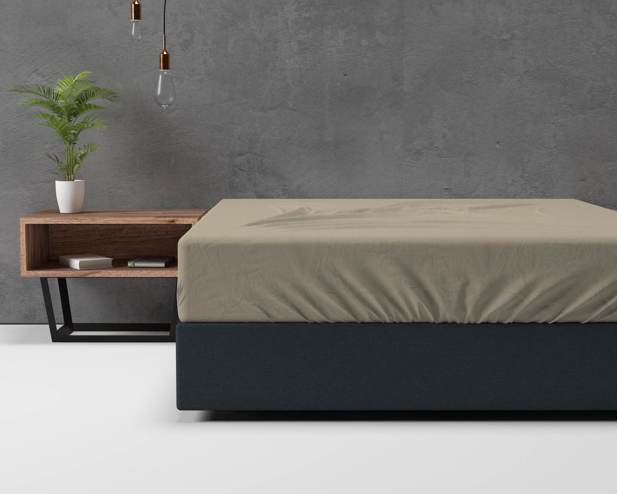 Flanel Basic Spannbettlaken Taupe 160 x 200 cm - Palo24