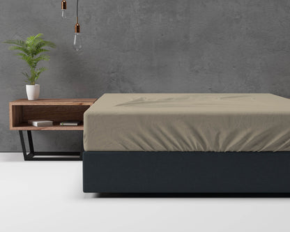 Flanel Basic Spannbettlaken Taupe 160 x 200 cm - Palo24