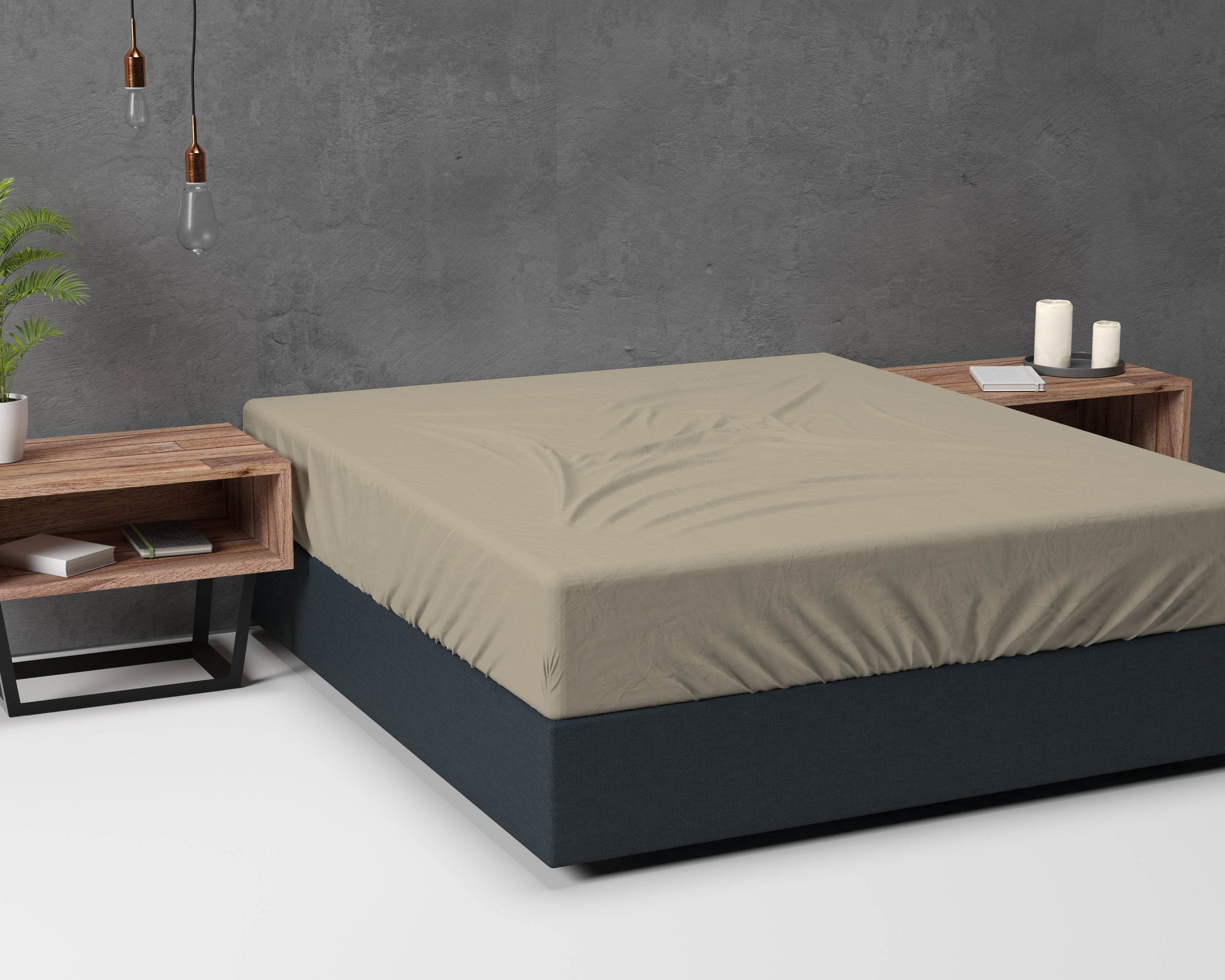 Flanel Basic Spannbettlaken Taupe 140 x 200 cm - Palo24