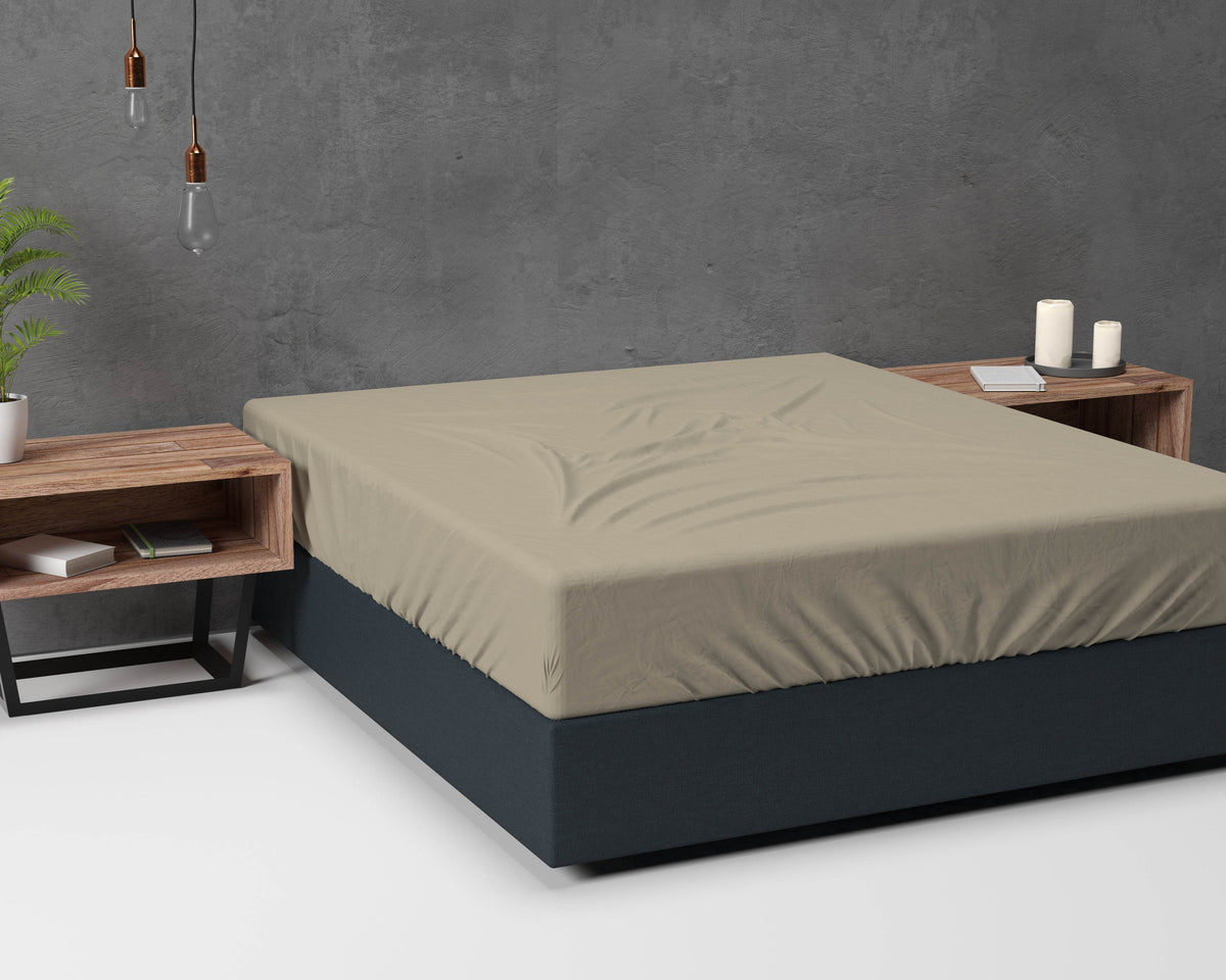 Flanel Basic Spannbettlaken Taupe 160 x 200 cm - Palo24