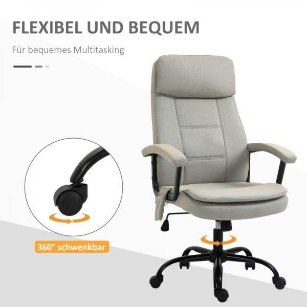 Bürostuhl höhenverstellbarer mit Massagefunktion, ergonomischer Drehstuhl Leinen-Gefühl Beige - Palo24