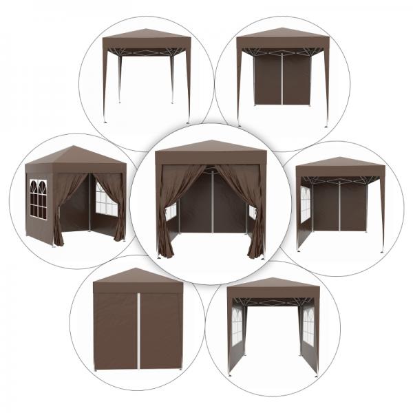 Faltpavillon, Schnellaufbau, 4 Seitenwände, 2 große Fenster, Stahlrahmen, schwarz, 2 x 2 x 2,4 m - Palo24