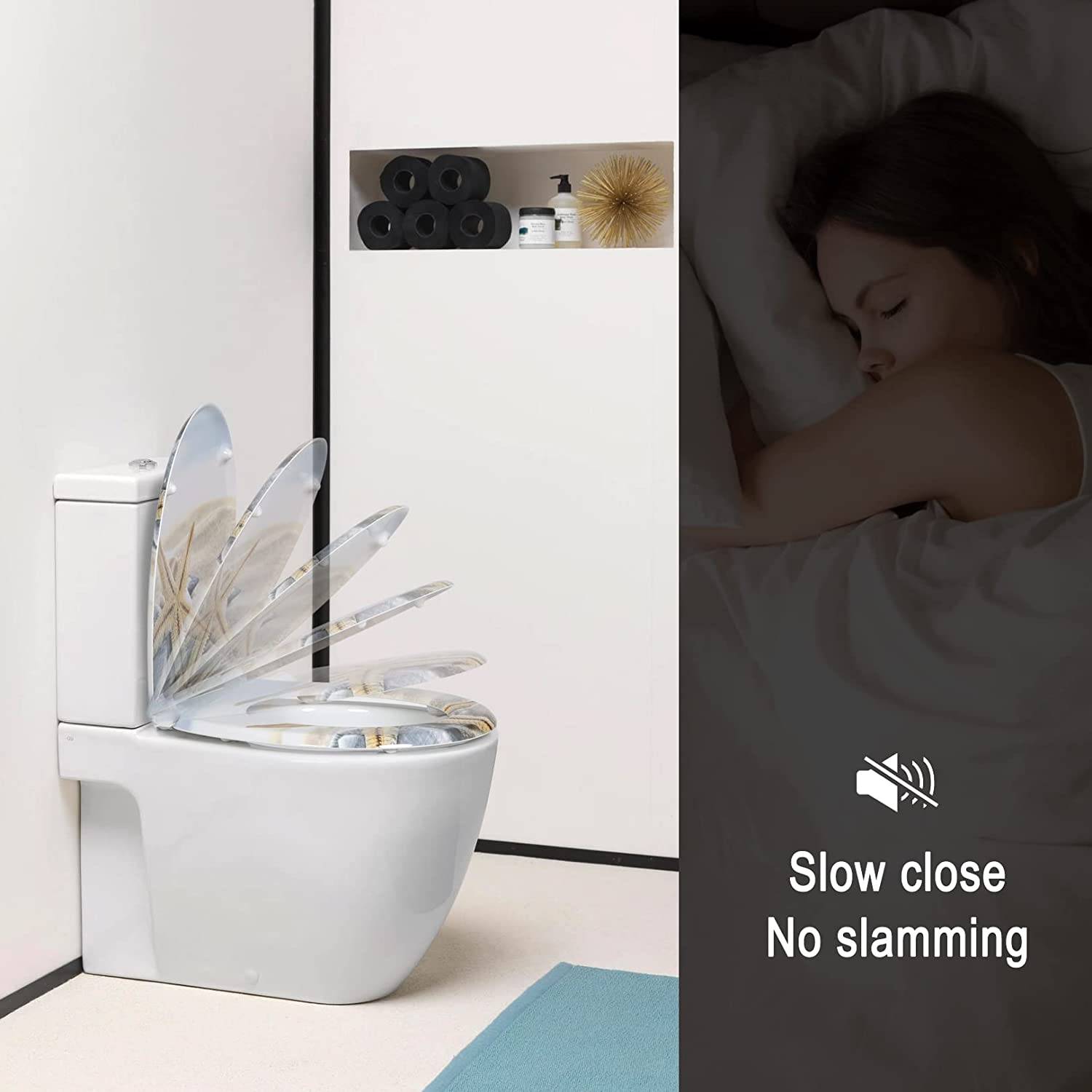 Toilettendeckel mit Absenkautomatik Premium WC Sitz Klobrille Gelber Seestern - Palo24