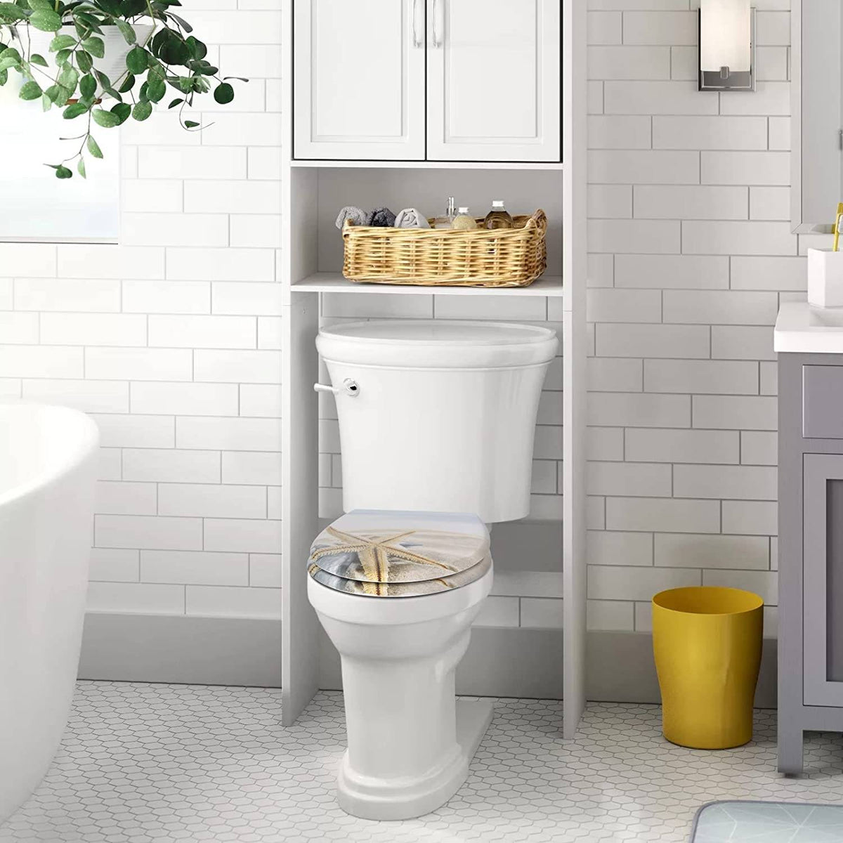 Toilettendeckel mit Absenkautomatik Premium WC Sitz Klobrille Gelber Seestern - Palo24