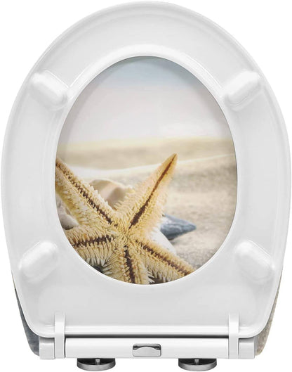 Toilettendeckel mit Absenkautomatik Premium WC Sitz Klobrille Gelber Seestern - Palo24