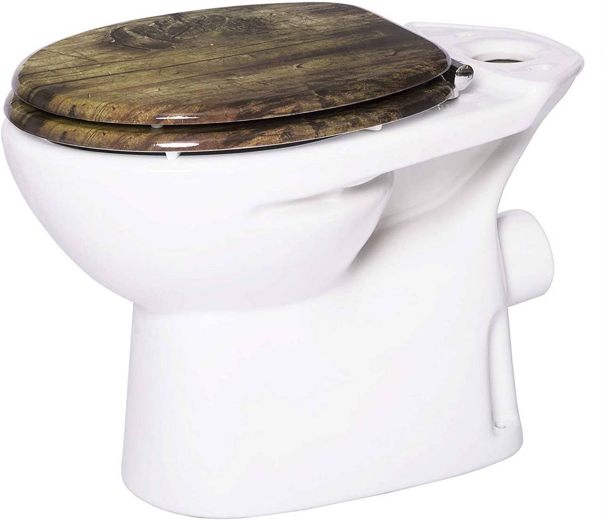 WC-Sitz mit Absenkautomatik MDF Holzkern Softclose Scharnier Old Tree - Palo24