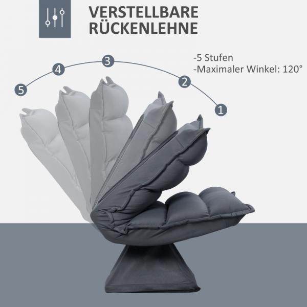 Sessel, drehbarer Sitz, neigbare Rücklehne, weiche Polsterung, atmungsaktiver Bezug, Dunkelgrau, 62 x 62 x 95cm - Palo24