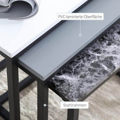 3er Set Couchtisch Stapeltisch Beistelltisch Kaffeetisch Metallfuß MDF 3 Farben - Palo24